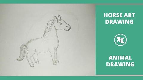 How to Draw a Horse for Children | Easy Horse Step by Step Drawing for kids | Cartoon Horse Drawing